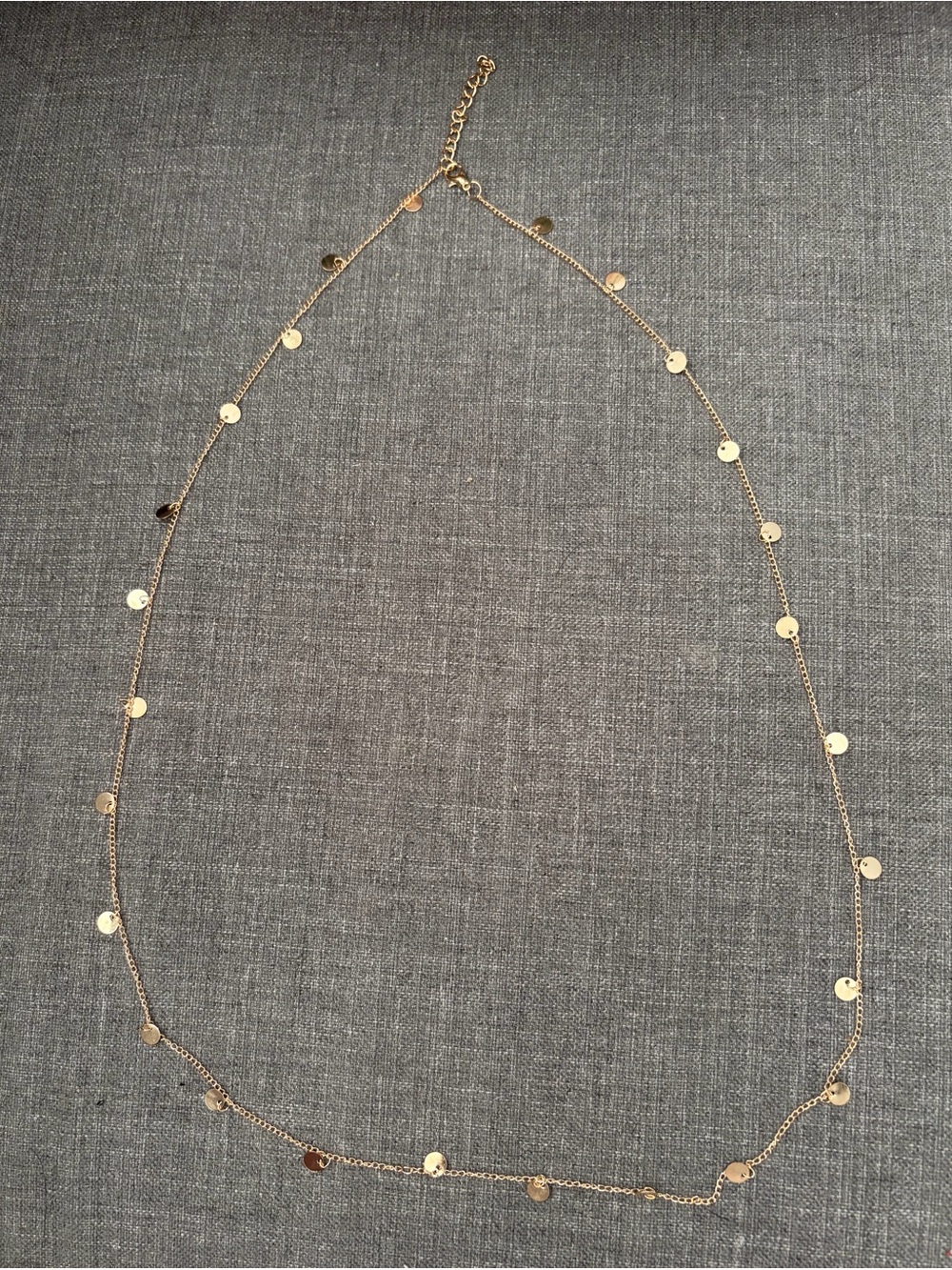 Gold-Tone Long Disc Station Necklace with Lobster Clasp